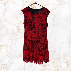 Size 12, Gabby Skye Fit & Flare Dress, Red & Black Lace